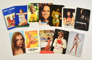 1973-1984 12 db hölgyeket ábrázoló kártyanaptár, köztük erotikus