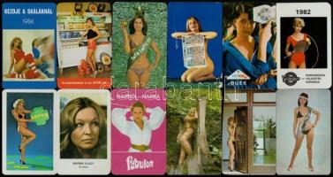 1973-1984 12 db hölgyeket ábrázoló kártyanaptár, köztük erotikus