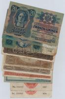 1913-1920. 10db-os vegyes magyar korona bankjegy tétel T:III,III-