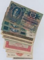 1913-1920. 10db-os vegyes magyar korona bankjegy tétel T:III,III-