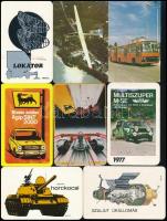 1974-1985 30 db jármű motívumos kártyanaptár + 2 db kitűző