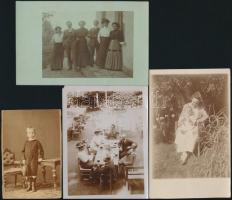 cca 1900-1930 Vegyes fotó tétel, műtermi fotók, életképek, köztük keményhátú fotók, 10x5 és 14x10 cm...