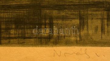 Novák Lajos (1927-1989): Tata. Rézkarc, papír, jelzett, 25×19 cm