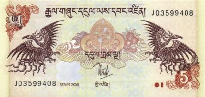 Bhután 1985-86. 5db klf bankjegy T:I