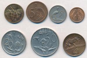 Dél-Afrika 1974-1990. 1c-50c (7xklf) T:2,2-
South Africa 1974-1990. 1 Cent - 50 Cents (7xklf) C:XF,...