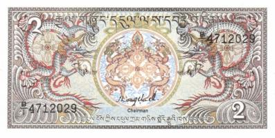 Bhután 1985-86. 5db klf bankjegy T:I