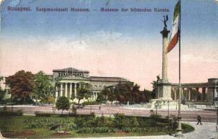 Budapest XIV. Városliget, Hősök tere, Szépművészeti Múzeum, magyar zászló (kopott sarkak / worn corners)