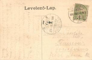 1906 Érsekújvár, Nové Zámky; Pályaudvar, Vasútállomás, vasutasok, gőzmozdony. Kiadja Conlegner J. és...