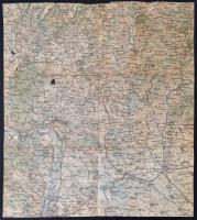 1885-1914 2 db Budapest-Losonc térkép, az egyiken szakadásokkal, gyűrődéssel, a másik sérült, hiányo...