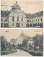 Gödöllő, Királyi kastély és a kastély udvara - 2 db régi képeslap