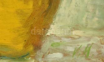 Olvashatatlan jelzéssel: Virágcsendélet. Olaj, farost, 55×46 cm