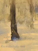 Rácz Kálmán (1908-1994): Téli erdő. Akvarell, papír, jelzett, üvegezett keretben, 20×29 cm