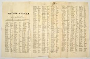 1860 A Pest-Pilis Solt Kiskun megye bizottmányának tagjai. Nagyméretű nyomtatvány. 70x40 cm