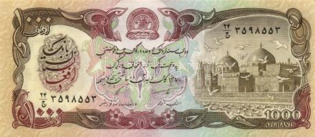 Afganisztán 1979-93. összesen 8db klf modern bankjegy! T:I