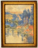 Ócsvár Rezső (1877-1968): Hegyvidéki táj. Akvarell, papír, jelzett, üvegezett keretben, 28×22 cm