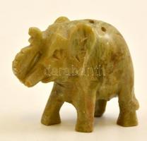 Ásványi kőből faragott füstölő tartó elefánt figura, m: 5,5 cm