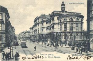 1905 Budapest IX. Üllői úti klinika a Mária utca sarkán, villamos. Divald Károly 10. sz. (EK)