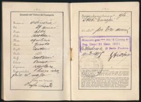 1901 Olasz útlevél / Italian passport