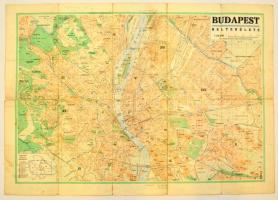 1942 Budapest belterületének térképe és utcajegyzéke, kiadja: M. Kir. Honvéd Térképészeti Intézet, hajtott, szakadásokkal, 50×70 cm