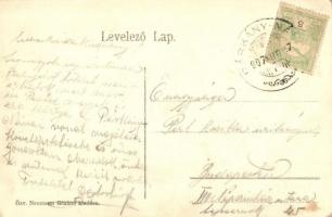 1907 Párkánynána, Párkány-Nána, Stúrovo; Vasútállomás, gőzmozdony. Kiadja Özv. Neumann Gézáné / Bahn...