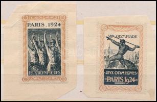 1924 Párizsi Olimpia 2 levélzáró kivágáson