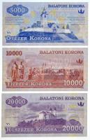 2012. 500K "Balatoni Korona" helyi pénz, "000000" sorszámmal + 2012. 1000K "...
