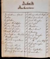 1865 Német nyelvű, kézzel írt szakácskönyv, a címlapon a lejegyző nevével, Sternberg, 1865. Junius 20, két korabeli kopott félbőr-kötésű füzetben, a a füzetek végén tartalomjegyzékkel, kézzel számozott oldalakkal, néhány üres oldallal, foltos lapokkal, 145+3+173+7 p.