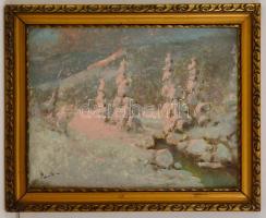 Csabai Pántl László (1904 - 1982): Téli táj. Olaj, vászon, jelzett, keretben, 33×43 cm
