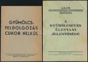 1940-1944 Mezőgazdasági nyomtatványok (Gyümölcsfeldolgozás cukor nélkül, A gyümölcsevés élettani jelentősége, stb.), 9 db