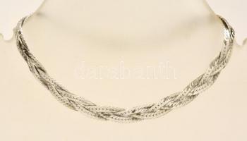 Ezüst(Ag) lapos, fonott karkötő, jelzett, h: 18 cm, nettó: 3,,8 g