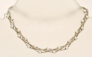 Ezüst(Ag) golyódíszes fonott karkötő, jelzett, h: 18,5 cm, nettó: 5,7 g