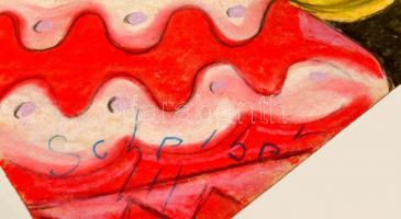 Scheiber jelzéssel: Zöld kalapos hölgy. Pasztell, papír, 40×27 cm