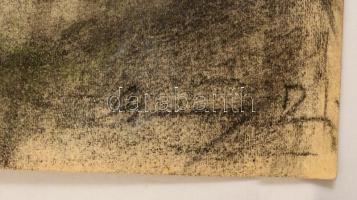 Olvashatatlan jelzéssel: Női portré. Szén, papír, felcsavarva, 63×43 cm