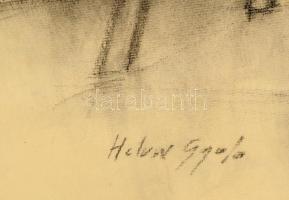 Halvax jelzéssel: Ülő férfi akt. Szén, papír, kis szakadásokkal, felcsavarva,  65×50 cm