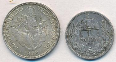 1915. 1K Ag "Ferenc József" + 1938. 2P Ag T:2