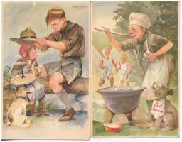 10 db RÉGI használatlan Cserkész Levelezőlapok Kiadóhivatal cserkész motívumlap, Márton L. szignóval...