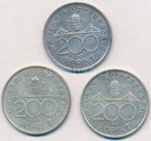 1992. 200Ft Ag "MNB" + 1993. 200Ft Ag "MNB" + 1994. 200Ft Ag "Deák" T:...