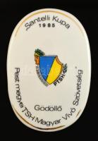 1985 Gödöllő, Santelli kupa Magyar Vívó Szövetség porcelán plakett. Hollóházi. Kopással. 12x8 cm
