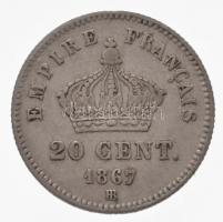 Franciaország / Második Császárság 1867BB 20c Ag "III. Napóleon" (1g) T:2,2-
France / Sec...