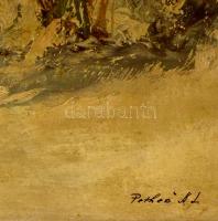 Petheő A. László (?-?): Téli erdő patakkal. Olaj, vászon, keretben, 44×54 cm