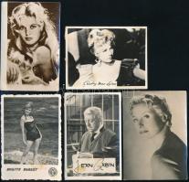 Francia sztárok kis fotókon (Brigitte Bardot, Jean Gabin, Michele Morgan), 9×6 cm