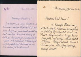 cca 1935 Légrády Mariska ddaját kézzel írt levelei Légrády Ottó (1878-1948) szerkesztőnek 6 db