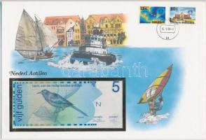 Holland-Antillák 1986. 5G felbélyegzett borítékben T:I Netherlands Antilles 1986. 5 Gulden with envelope and cancellation C:UNC