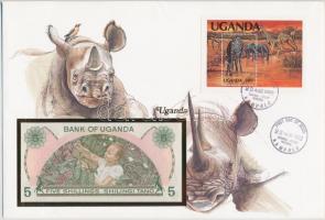 Uganda 1982. 5Sh borítékban, alkalmi bélyegzésekkel T:I Uganda 1982. 5 Shillings in envelope with stamps C:UNC