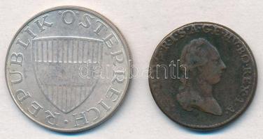 Vegyes: 1782B 1kr Cu II. József + Ausztria 1970. 10Sch Ag T:2-,2