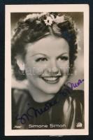 Simone Simon (1910-2005) színésznő aláírása az őt ábrázoló kisméretű fotón