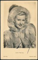 Lilian Harvey (1906-1968) színésznő aláírása az őt ábrázoló fotólapon
