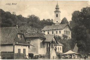 Szentantal, Sankt Anton in der Au, Sväty Anton; utcakép, templom, Eduard Wassermann üzlete, piaci árusok. Kiadja Joerges / street view, church, shop, market vendors (EK)