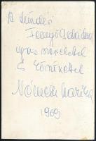 Németh Marika (1925-1996) színésznő aláírása az őt ábrázoló fotó hátoldalán