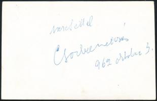 Csorba András (1927-1987) színész aláírása az őt ábrázoló fotó hátoldalán